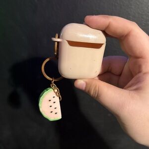 Filoto Cream AirPods Case with Watermelon Charm